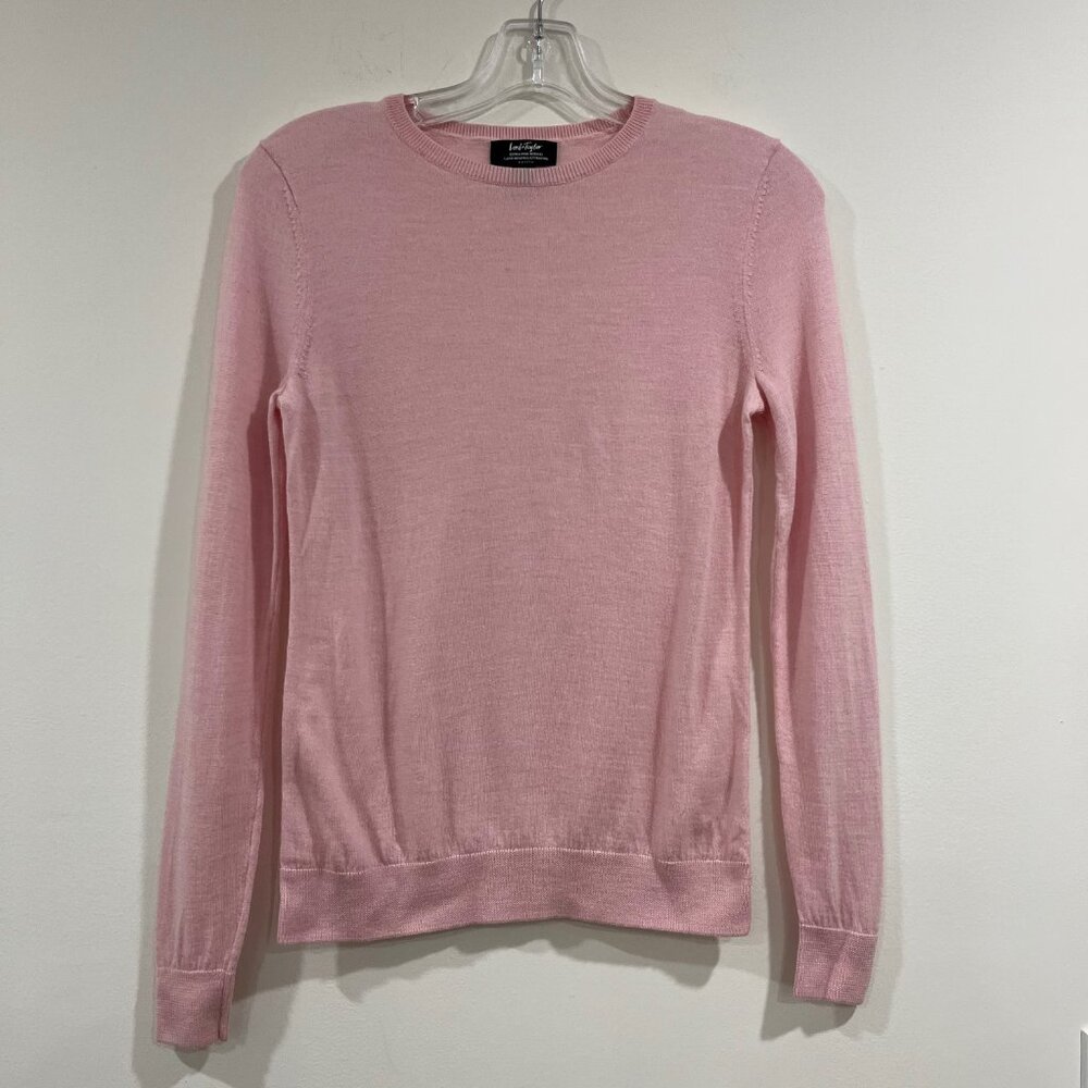 Lord & Taylor Womens Sweater Extra Fine Merino Pink Petite Small